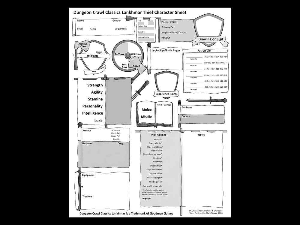 Character Sheet by Mark Tasaka, 2020